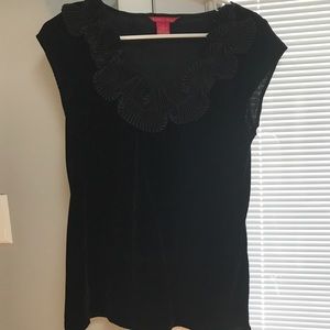 Black blouse with ruffles